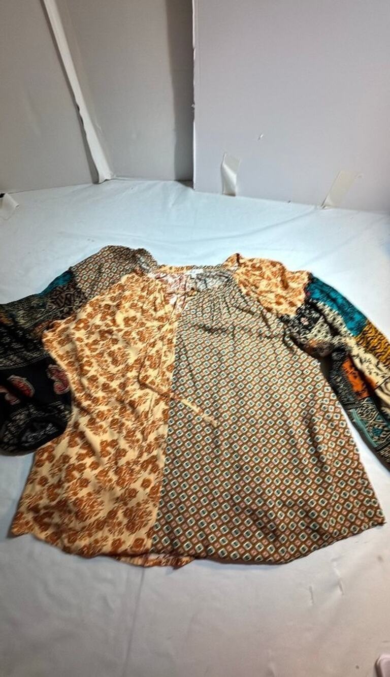 Easel Los Angeles Boho Patchwork Blouse Sz Large